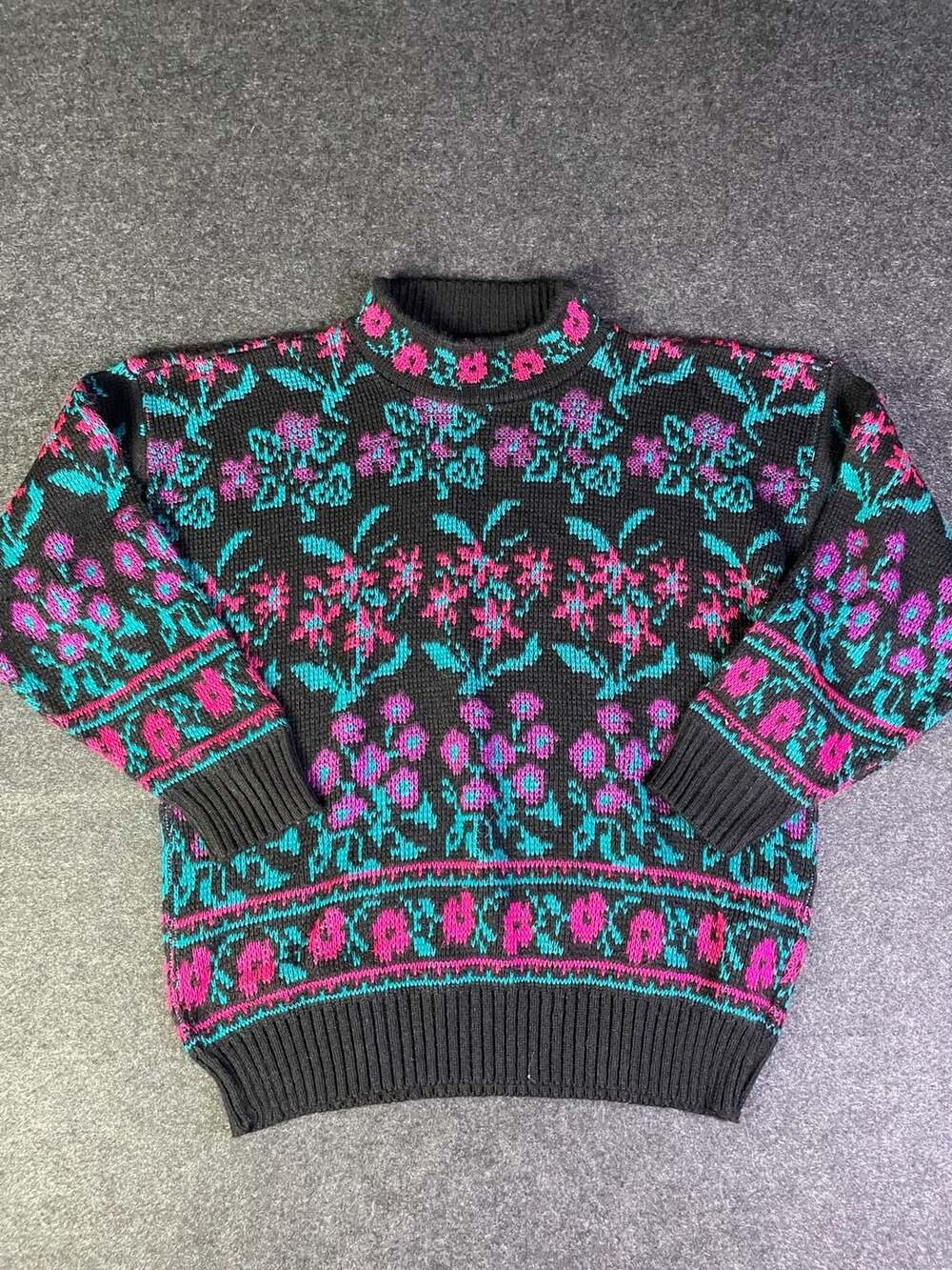 Vintage Nan Dorey floral high neck sweater 🌸 No...